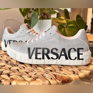 Versace Sneakers - Young girl’s Silver Glitter - Black Logo